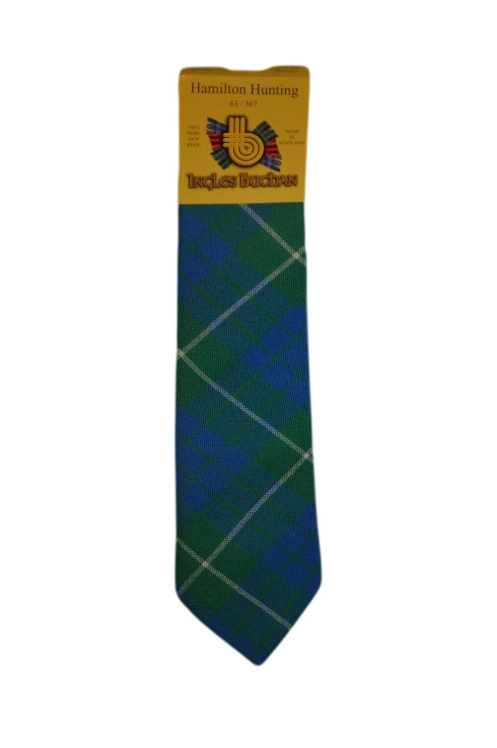 Men's Wool Tartan Tie - Hamilton Hunting Ancient - Green, Blue, White