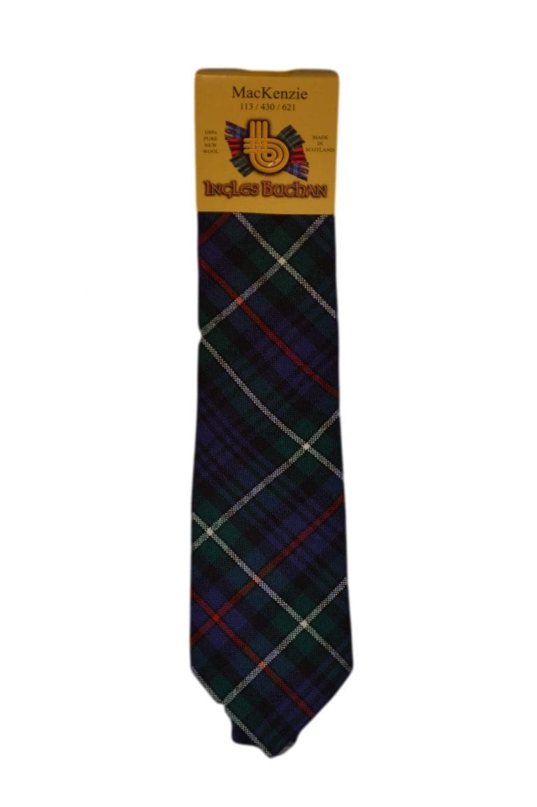 Men's Wool Tartan Tie - MacKenzie Modern - Green, White, Red