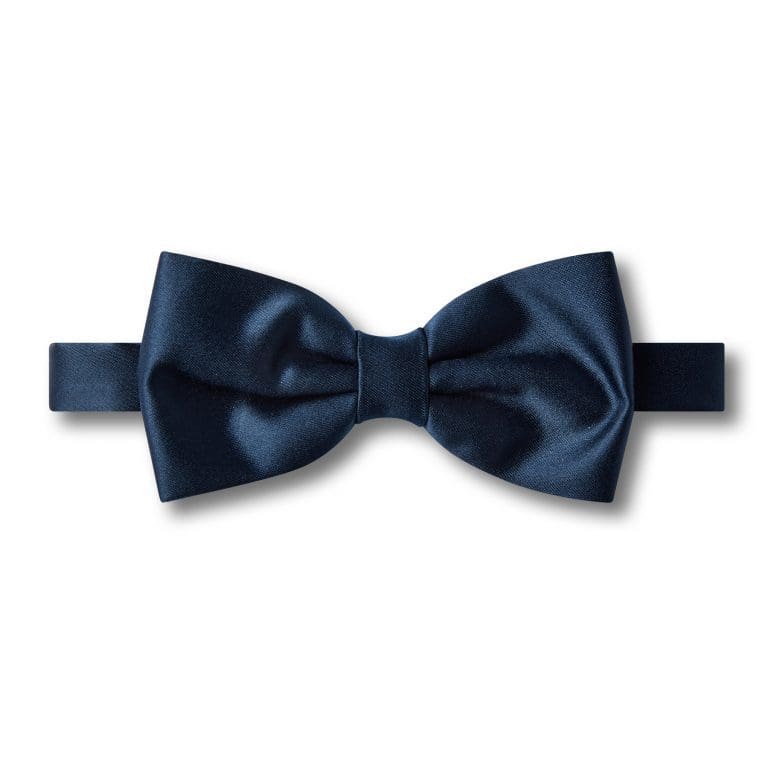 Navy Satin Plain Classic Bow Tie