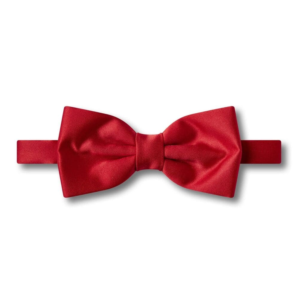 Scarlet Red Satin Plain Classic Bow Tie