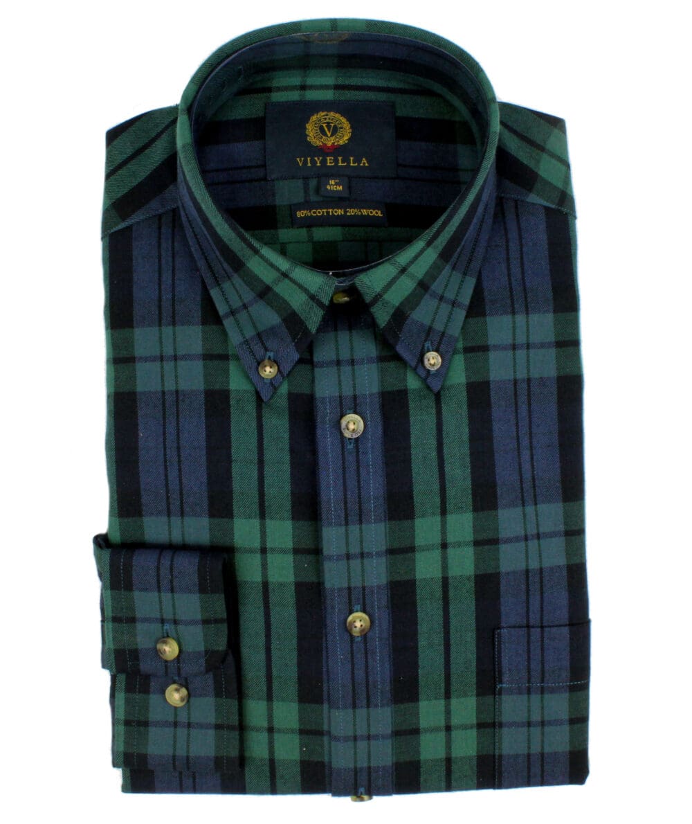 Viyella Blackwatch Tartan Shirt with Button Down Collar